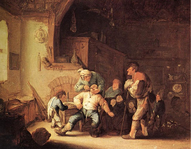 Адріан ван Остаде. Сільській цирульник, що видаляє зуб. 1637 р.