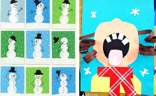 аппликация зима снег для детей в детском саду 